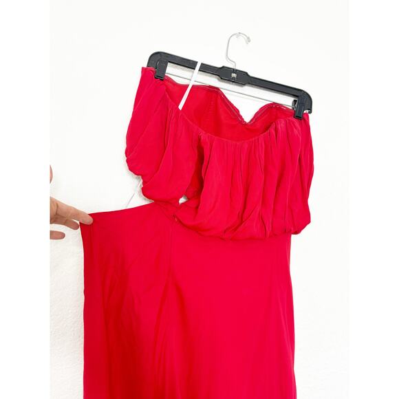 Third Form Overflow 2.0 Strapless Midi Dress Size 8 Red Satin Strapless Cocktail - Picture 11 of 13